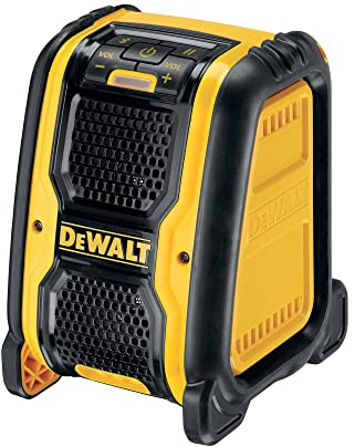 DEWALT DCR006 Bluetooth-Lautsprecher (für 10,8 - 18 V XR Akkus, Verbindung über Bluetooth oder Kabel, einfache Bedieung, robustes Gehäuse)