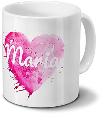 digital print Tasse mit Namen Maria - Motiv Painted Heart - Namenstasse, Kaffeebecher, Mug, Becher, Kaffeetasse - Farbe Weiß