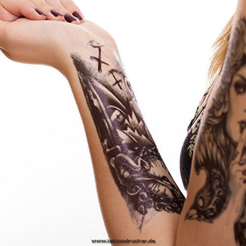 1 x Temporäre Körperkunst entfernbares Tattoo - Uhr, Clock. Zombie, Tod Armtattoo - Temporary Fake Tattoo HB035 (1)