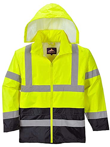 Portwest Klassische Kontrast Warnschutz-Regenjacke, Größe: M, Farbe: Gelb/Schwarz, H443YBRM