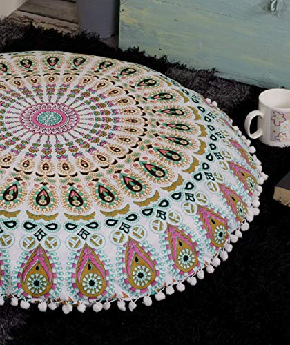 Popular Handicrafts Großer Ombre-Mandala-Bodenkissenbezug – Kissenbezug – Sitzkissenbezug, Bohemian-Yoga-Dekoration, Bodenkissen, 81,3 cm, Mehrfarbig