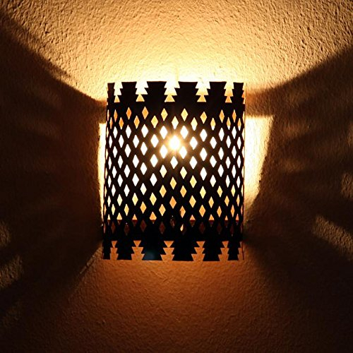 Orientalische Wandlampe marokkanische Wandleuchte EWL09 edelroest-braun | Handmade Eisen-Lampe | Prachtvolle Eisenlampe für tolle Lichteffekte wie aus 1001 Nacht | L1625