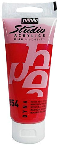 PÉBÉO Lot de 3 Peintures Studio Acrylique Tube Rouge/Bleu Iridescent 100 ml