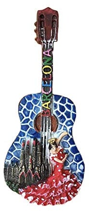 3D Guitar Barcelona Spain Refrigerator Fridge Magnet Tourist Souvenirs Handmade Resin Craft Magnetic Stickers Home Kitchen Decoration Travel Gift