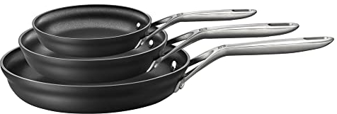 ZWILLING J.A. Henckels Motion 3-teiliges Aluminium-Antihaft-Pfannen-Set, 20,3 cm, 25,4 cm und 30,5 cm, Schwarz