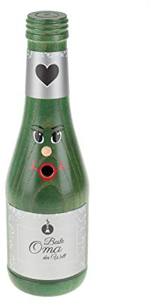 Colours-Manufaktur Räucherflasche - Räucherfigur Räuchermännchen Räuchergefäß Bier Sekt Bierflasche Jubiläum Vatertag Muttertag (Sekt 0,2 - Beste Oma, grün)