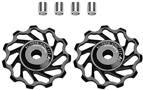 VGEBY1 Fahrrad Umwerfer Riemenscheibe, 1 Paar 11T/13T Lager Stützrad Schaltwerk Riemenscheibe AluminiumFahrradführungsrolle(13T-schwarz)