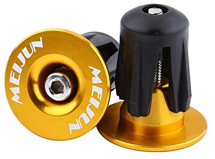 MAGT Fahrradlenker Endstopfen, 2 Stück Universal Fahrrad Lenker Endkappen Aluminium Fahrrad Lenker Endstopfen für Rennrad MTB Mountainbike(Gold)