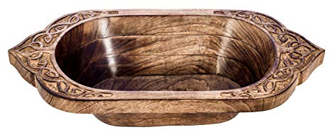 Divit Shilp Naturholzschale, Servierschüssel für Salat, Gemüse und Früchte, große, Tiefe Schale für Familie und Feiern. (Viking Bowl)