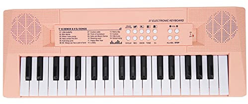 Kids Piano Keyboard with 37 Keys Electronic Keyboard with Microphone, 4 Rhythms, 4 Percussion, Multifunctional Children Piano Keyboard for Begginers Education Instrument Gifts(Pink)