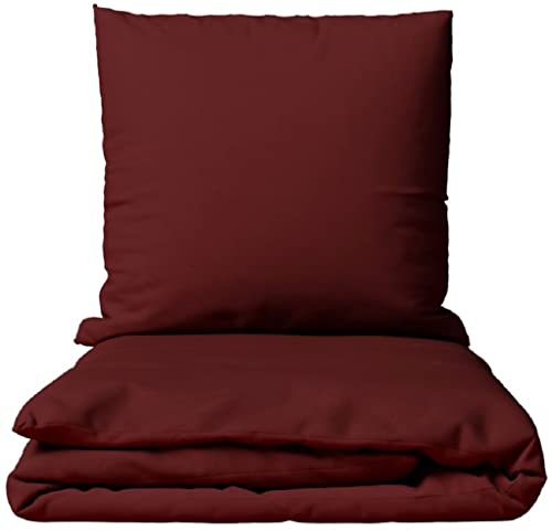 Leonado Vicenti Baumwolle Bettwäsche Uni 135x200 155x200 155x220 200x200 200x220 220x240 wählbar, 2teilig, Bordeaux