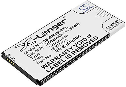 TECHTEK Batteria 3000mAh compatibile con [Samsung] Galaxy J5 2016, Galaxy J5 6 Duos, 6 Duos TD-LTE, Metal 2016, Metal 4G LTE, SM-J5108, SM-J5109, SM-J510F, SM-J510F/DS, SM-J510FN, SM-J510FN/DD, SM-J5