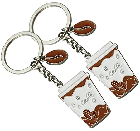 Amosfun 2pcs Keychain Coffee Cup Coffee Lover Coffee Charm Coffee Helps Coffee Key Ring