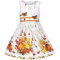 Mädchen Kleid Rose Blume Doppelte Fliege Party Sommerkleid, Orange/Abendrot im Zickzackmuster (Sunset Chevron) 11-12 (140-146)