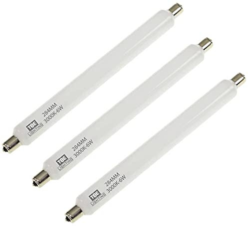 TBE Lighting Lampadina a striscia LED S15s da 6 W, confezione da 3 unità, lunghezza 284 mm, lampada a specchio tubolare, non dimmerabile, aspettativa di vita 20.000 ore (3000 K, bianco caldo 3000 k)