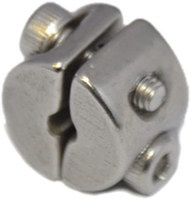 Lot de 2 anneaux de serrage pour câble métallique 6 mm - 2 pièces - Avec 2 vis - Serre-câble en acier inoxydable A4 NIRO, AISI 316 Nirosta