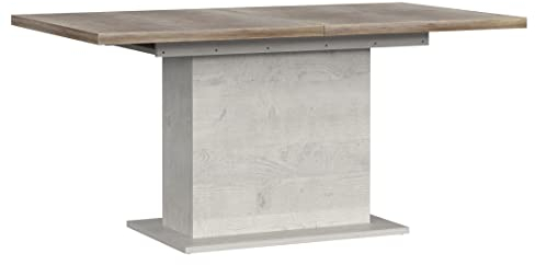 Newroom Esstisch Pinie Weiß Ausziehbar Modern - 160x76,6x90 cm (BxHxT) - Tisch Eszimmertisch Küchentisch - [Coby.Fifteen] Esszimmer Küche Wohnzimmer Wohnstube