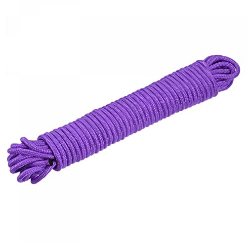 sourcing map Polypropylene Rope Braid Cord 10M/33ft 1/4 Purple for Indoor Outdoor Camping Clothes Line
