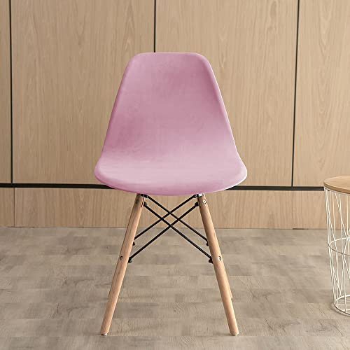 Highdi Housses de Chaise de Salle à Manger Scandinaves, Housse de Chaise en Velours Extensible Luxe, Couverture de Chaise sans Accoudoirs pour Cuisine, Salon, Bureau (Rose,4 Pieces)