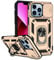 Hitaoyou iPhone 13 Pro Max Case with Camera Cover & Kickstand, Military Grade Shockproof Heavy Duty Protective with Magnetic Car Mount Holder for iPhone 13 Pro Max Gold