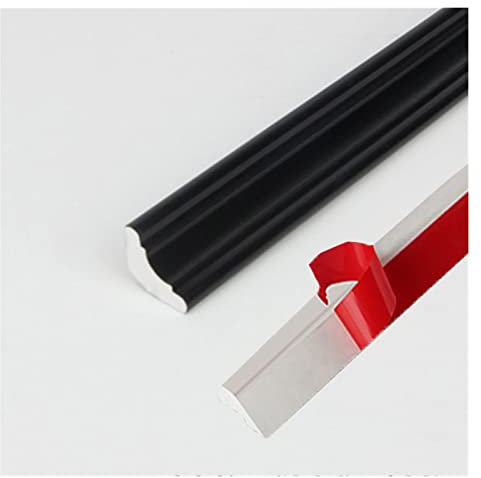 5M Moulure autocollante flexible Quart de rond PVC, Bande de calfeutrage étanche, garniture pour moulage, calfeutrage et de garniture auto-adhésif, pour mur, plafond, armoire, comptoir, bords de sol e