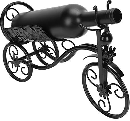 Wakects Porta Bottiglia di Vino da Tavolo, Portabottiglie a Forma di Biciclette, Supporto per Bottiglia Decorativa per Cucina Salotto Sala da Pranzo e Bar, in Metallo (Nero)