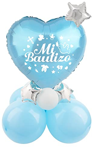 Globos de Bautizo Decoración de Mesa Mi Bautizo Azul Globos de Aluminio Decorativos Globos Látex Adorno Español para Fiesta de Bautizo Bautismo Niños
