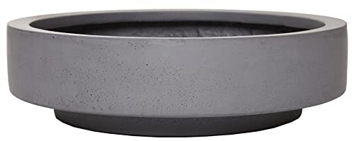 VIVANNO Pflanzschale Blumenschale Dekoschale Fiberglas Escada Low 10x37 Betonoptik Grau