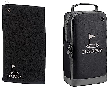 Personalised Golf Hole Towel and Shoe Bag – Embroidery and Clip 100% Ringspun Cotton Lawn Bowls Accessories - Dad Lawn Bowls Gift - Fathers Day Lawn Bowls Gift
