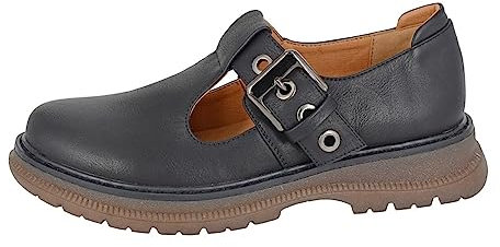 Cipriata-Schuh mit T-Steg-Schnalle, Mary Jane, Schwarz, klobiger niedriger Absatz EU40