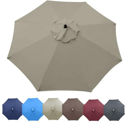 Sonnenschirm Ersatzbezug 3.0m 6/8 Streben, UV-Schutz Ampelschirm Bezug Ersatz Sonnenschirm Überdachung, Ersatzdach Stoffbezug Für Terrassenschirm, Sonnenschirmbezug(Farbe:Hellgrau,Größe:3.0m/8 Ribs)