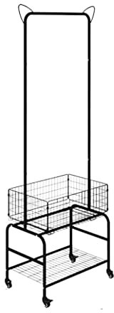 HALAHAI Garderobenständer Niedliche Garderobe Mit 360-Grad-Universalrädern, Das Rack Kombiniert Garderobenständer, Aufbewahrungskorb Und Schuhregal In Einem Kleiderständer (Color : Nero)