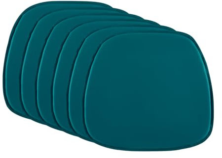 DORAFAIR 6-Pcs Stuhlkissen Leder Eckig Sitzkissen Sitzauflage Gepolstert für Stühle in Haus und Garten, 39 x 38 x 2cm,See Blauer