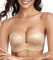 Lemorosy Push up Strapless Bra Women's Anti-Slip Invisible Seamless Wireless Lift Support(Beige Flower,34DD)
