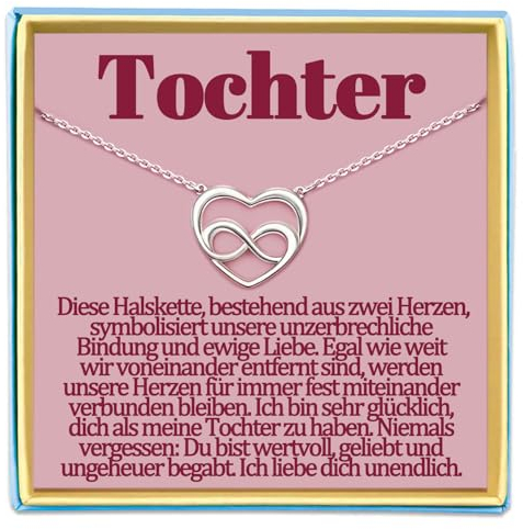 Tochter Kette Geschenke für Tochter von Mutter Vater Tochter Geschenk zum Geburtstag Halskette Geschenkideen Muttertag Muttertagsgeschenke Geburtstagesgeschenke Herzkette Herz Schmuck Damen Frauen