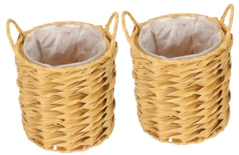 Sosoport 2St Blumentöpfe ablagekörbe zimmerpflanzen Korb für Pflanzen im Innenbereich Geflochtener Blumenkorb für den Innenbereich Schreibtisch Blumentopf Kleine Topfpflanzen Gewobener Korb