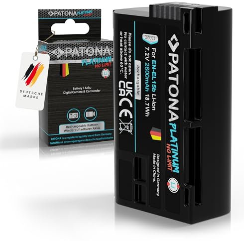 PATONA Platinum EN-EL15b Batterie 2600mAh Compatible avec Nikon 1 V1 Z6 Z7 D7000 D7100 D7200 D7500 D500 D600 D610 D750 D800 D810 D850 ENEL15 en EL15 poignée de caméra MB-D11 MB-D12 MB-D15 MB-D17