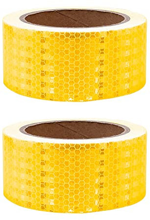 Lot de 2 bandes réfléchissantes autocollantes haute intensité - Ruban adhésif de sécurité imperméable pour moto, vélo, casque, véhicule, voiture la nuit - Jaune - 9 m x 5 cm
