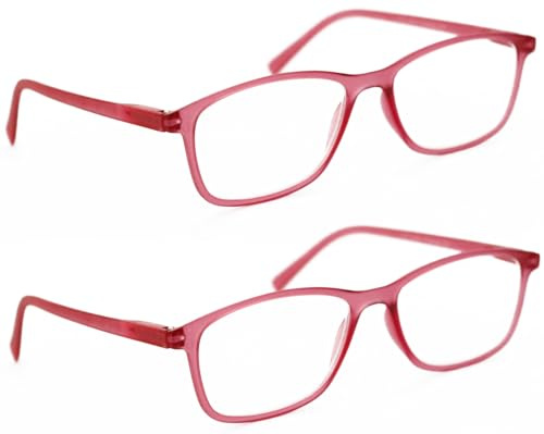 Look Look Lesebrille für Männer und Frauen, Hergestellt in Spanien. Ultradünne und Leichte Lesebrille. Near-Brille mit Flexiblen Bügeln und Aktuellem Rahmen. (Pack 2 Rot, +1.5)