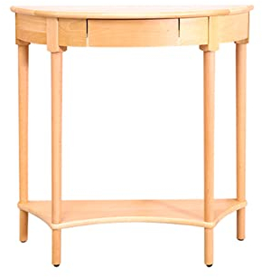 Konsolentische Flur-Konsolentisch aus massivem Holz, Buche, schmaler Konsolentisch, Halbrunder Eingangstisch mit Regal, Schublade, für Heim-Flur-Eingangskonsolentisch