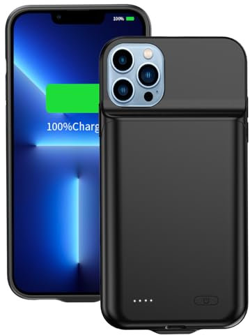 FLSTOR Rechargeable Battery Case for iPhone 13 Pro Max, 8500mAh Heavy Duty Protection Charging Case for iPhone 13 Pro Max 6.7 inch, Indicators, Charging and Protection 2 in 1, Black