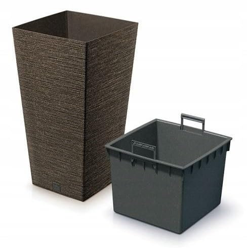 Prosperplast Furu - Maceta Cuadrada de Madera Eco (24 cm), Color café