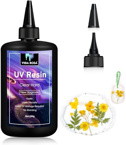 VIDA ROSA UV-Harz 250g - Verbesserte Kristallklarheit, geruchsarmes hartes UV-Härtungsepoxydharz für Schmuckherstellung Kunstanhänger, Ohrringe, Armbänder, Gießen & Beschichten