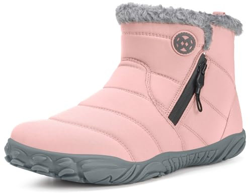 Stivali Barefoot Uomo Donna Invernali Scarpe da Neve Caldo Comode Stivaletti Antiscivolo Scarponcini con Wide Tox Box, Rosa, 42 EU