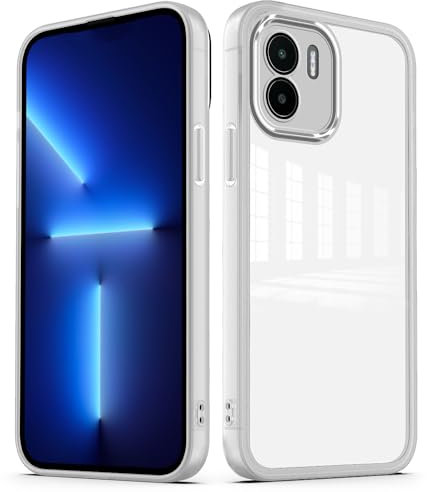 YUXING Cover per Xiaomi Redmi A2 4G / Redmi A1 4G Custodia Trasparente con Pellicola Protettiva Lenti Morbida Ultra Sottile Antiurto Bumper Slim Case - Bianco