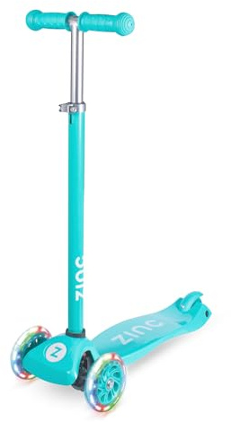 Zinc Star Three Wheel Kids Scooter - LED Light up Wheels, Height Adjustable, Non-Slip Deck, Age 3+, Boys And Girls Great Gift Idea, Ideal For Beginners
