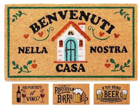 LUA VIKA Zerbino ingresso esterno cocco - Benvenuti - 40x70 cm - tappeto ingresso esterno casa - zerbino cocco - zerbini moderni e originali