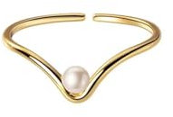 Ring Ringe Damen Bijouterie Herren 925Er Einfacher V-Förmiger Runder Perlenring, Verstellbarer Damenring, Hochzeit, Statement, Feiner Schmuck, Gold