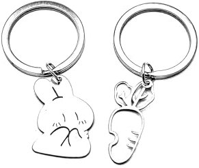 LKJHGF Cadeau Couple,Cadeau Saint Valentin,Idee Cadeau Couple,Cadeau Couple Noel,Adorable Porte-clés lapin et Carotte,Porte-Clef Amoureux,Cadeau d'anniversair,Cadeau Son Cheri Cadeau Saint Valentin