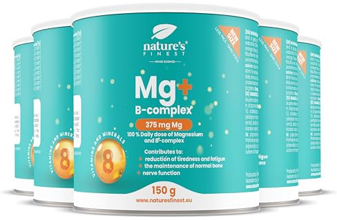 Nature’s Finest Magnesiumcitrat Hochdosiert mit B-Komplex - 375 mg Magnesium mit Vitamin B Komplex 5 - Magnesium Komplex Pulver für Energie, Muskeln & Nerven - Orange - 750 g - Hergestellt in der EU